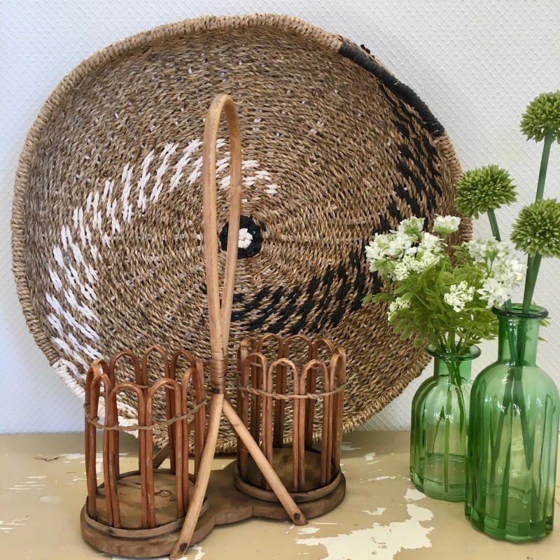 Porte-bouteille En Osier - Occasion Bon état - Rangement Cave Ou Cuisine - Vintage