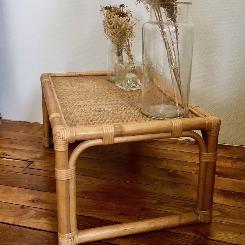TABLE BASSE MIROIR ROTIN MATHIEU MATEGOT DESIGN 50 era GUYS GUARICHE