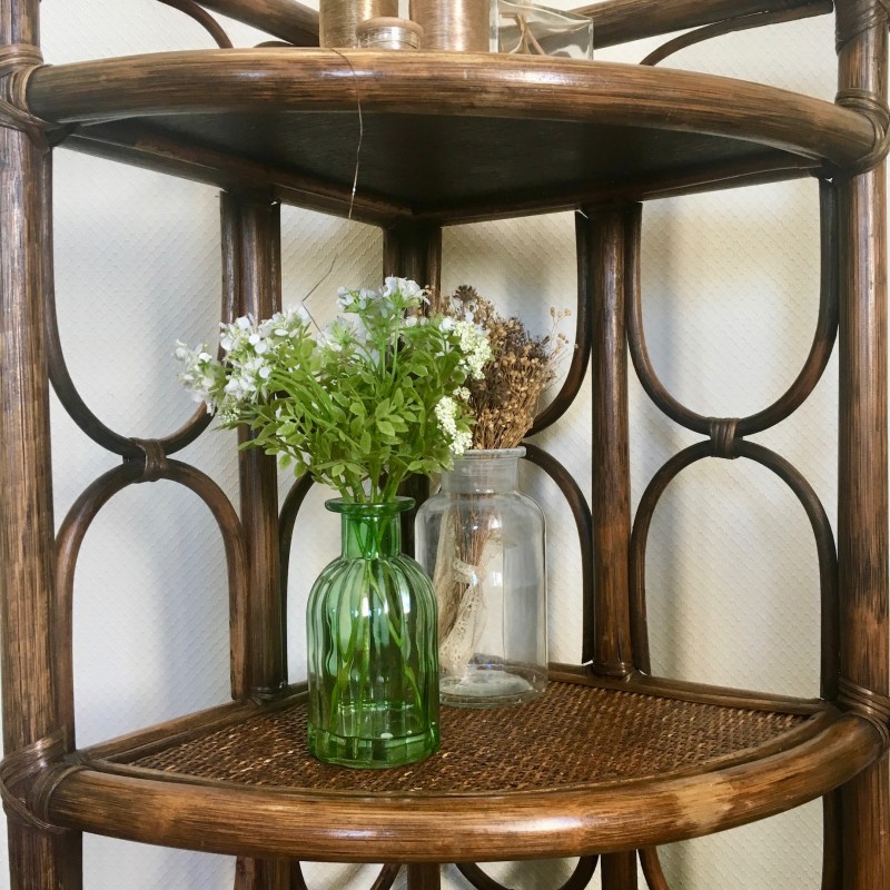 Étagère Murale Vintage Française Des Années 50 - Bois Peint Finition Patinée - Décoration Rétro
