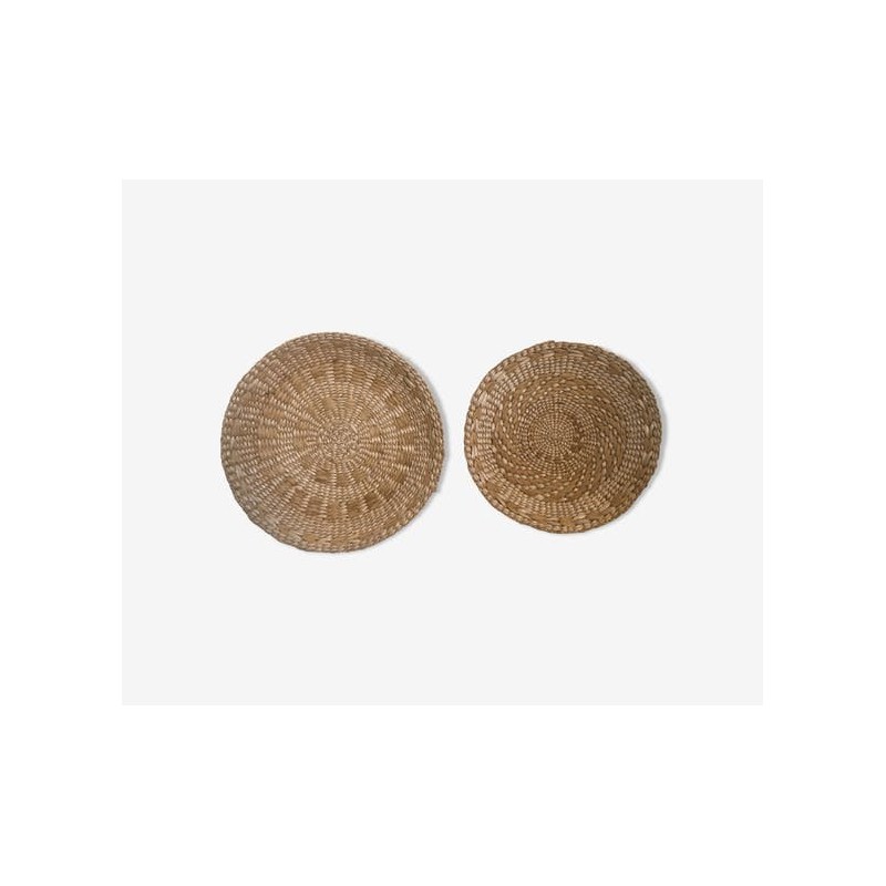 Wnvivi 5 Pièces Panier Mural en Rotin, Décor de Panier Tissé en Osier Suspendu au Mur Boho, Assiettes Décoratives en Rotin pour la Décoration de la Chambre à Coucher du Salon(A1