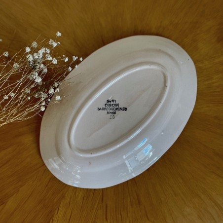 ravier plat en faïence vintage blanc motifs de fleurs années 1930