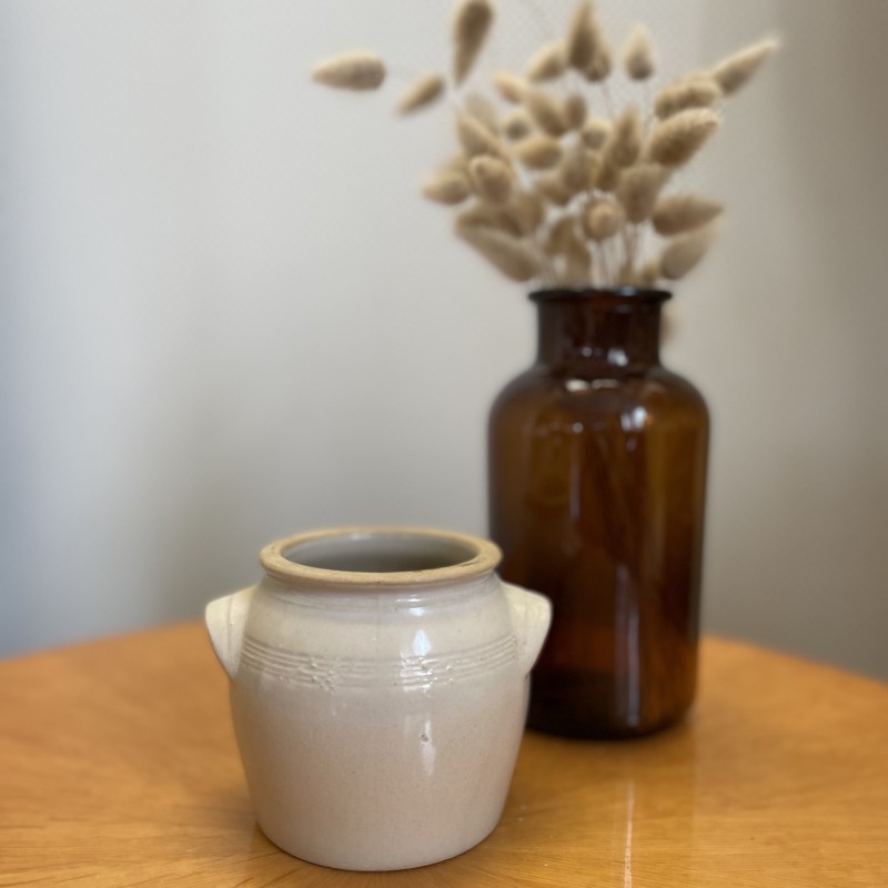 pot à beurre en grès blanc vintage