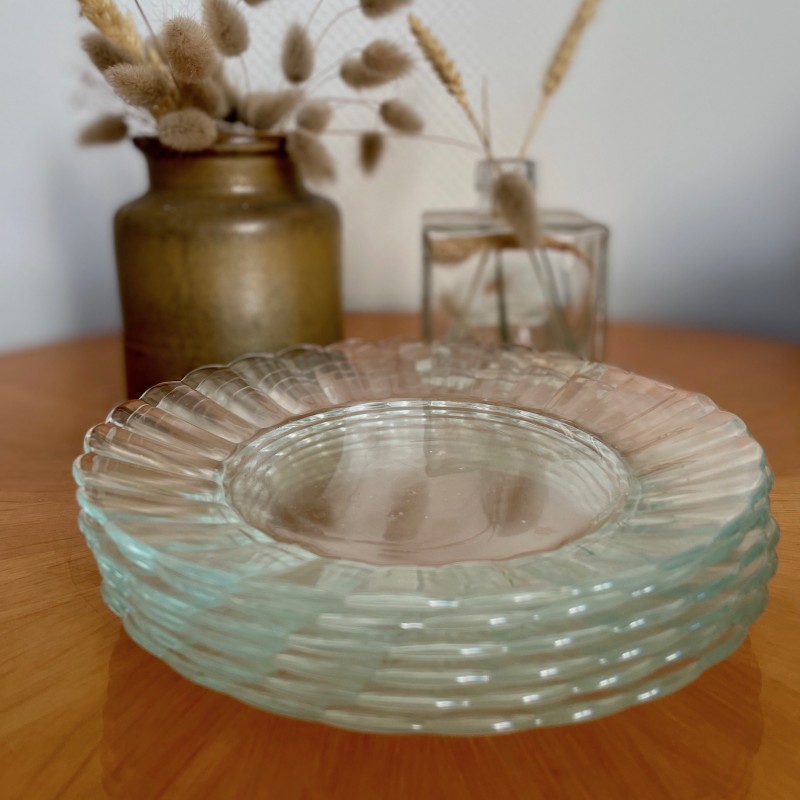 Assiettes En Verre Forme Conque 21.1cm - Pour Salades, Sushis, Fruits - Service Apéritif Élégant
